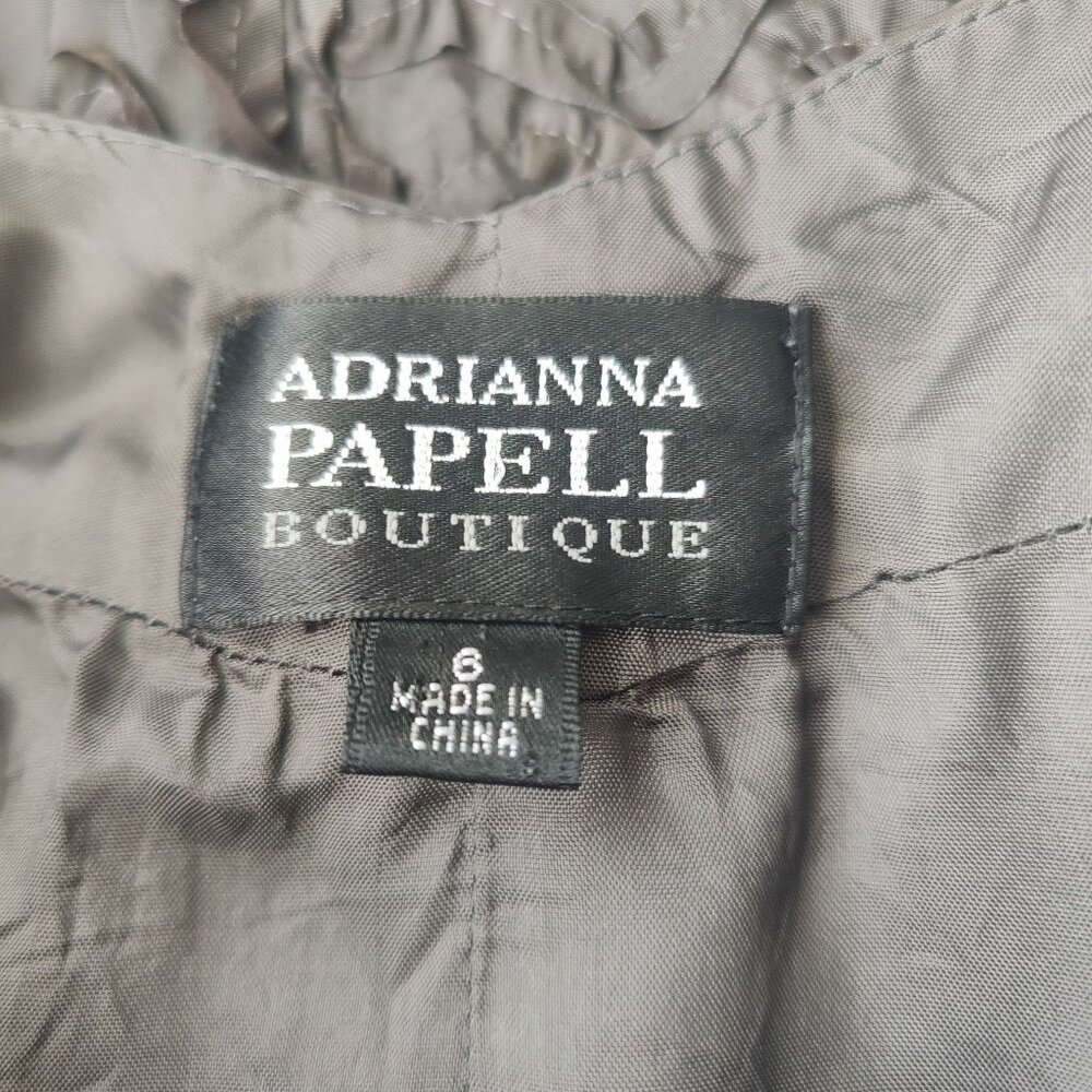Adrianna Papell Boutique Brown Halter Open-Back 3D Ribbon Appliqué Dress 6 - Picture 7 of 9
